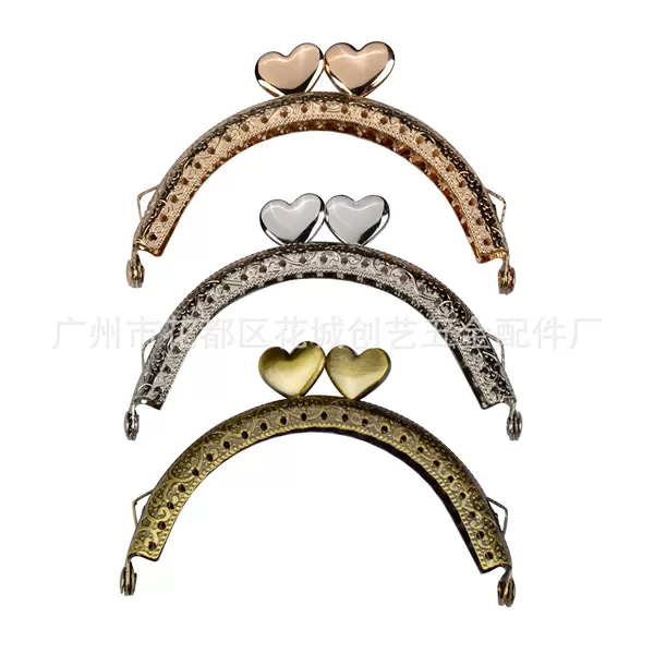 Double-ear 8.5 Semicircular Embossed Heart Head Gold Accessories Hemp Cotton DIY Bag Mouth Gold Hardware Luggage Accessories