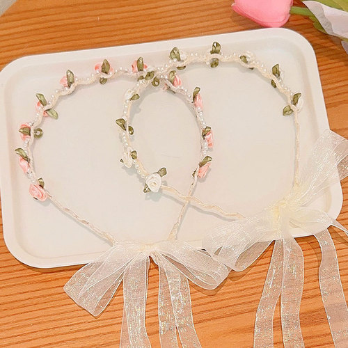 Pearl Flower Satin Headband for Adults and Children - New Style, Versatile Outdoor Accessory for Girls, Ethereal and Forest System, Sweet Hairband