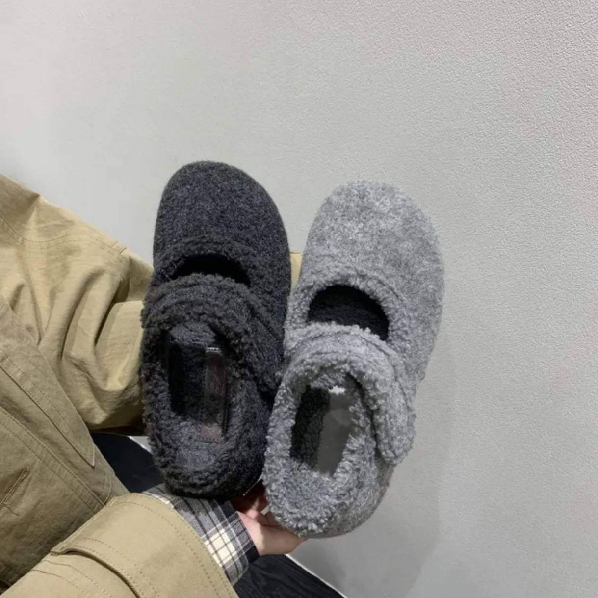 Autumn Winter Warm Fleece-Lined Mary Jane With Skirt, Height Increasing Flats, Cotton Shoes, Wool Material Soft Sole_vogvips.com