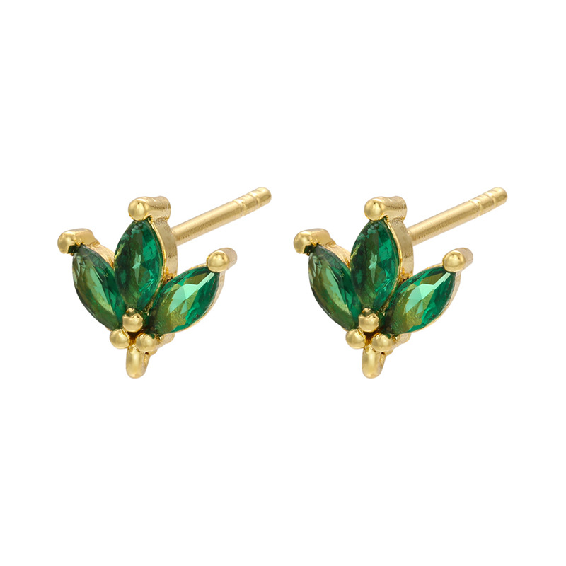 Retro Geometric Green Gemstones Diamond Copper Earrings Wholesale Nihaojewelry display picture 13