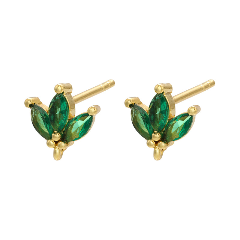 Rétro Géométrique Vert Pierres Précieuses Diamant Cuivre Boucles D'oreilles En Gros Nihaojewelry display picture 13