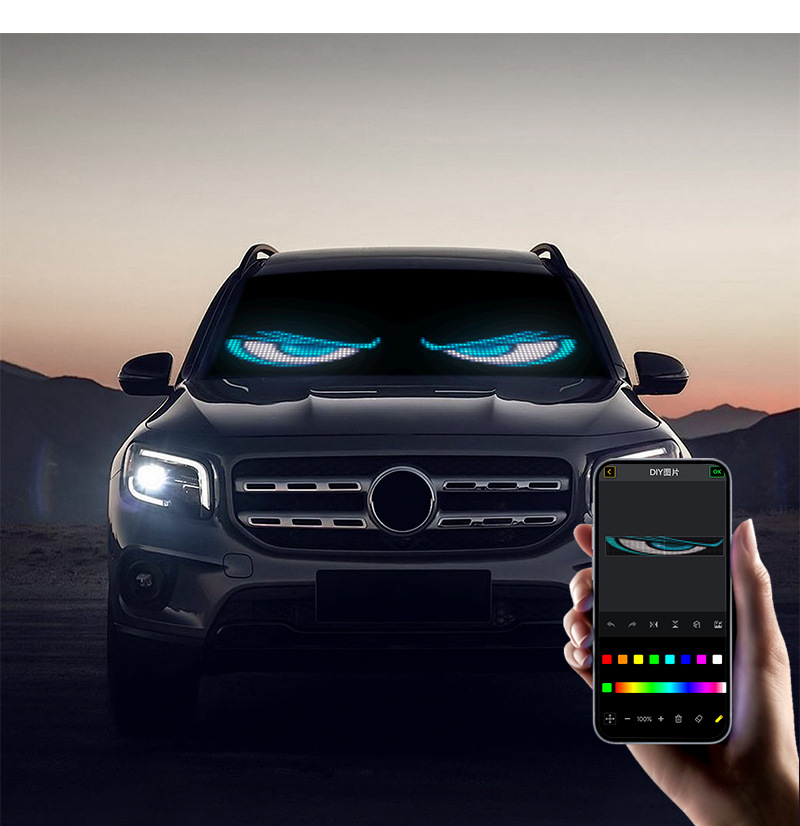 Truck Devil's Eye Dynamic Led Flexible Screen Customizable Ultra-Thin Car Sticker Car Window Warning Light