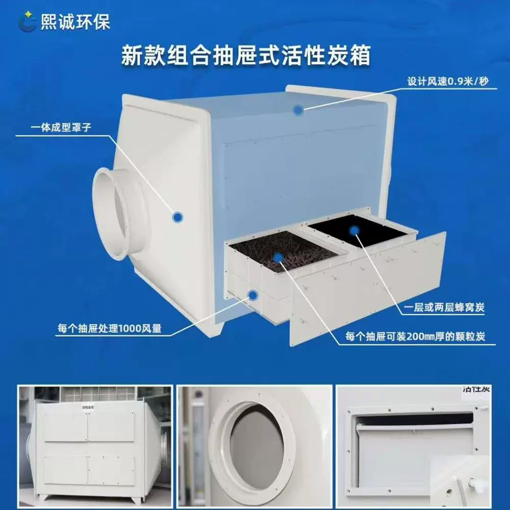 PP活性炭吸附箱厂家定制工业除臭有机废气处理设备活性炭吸附装置