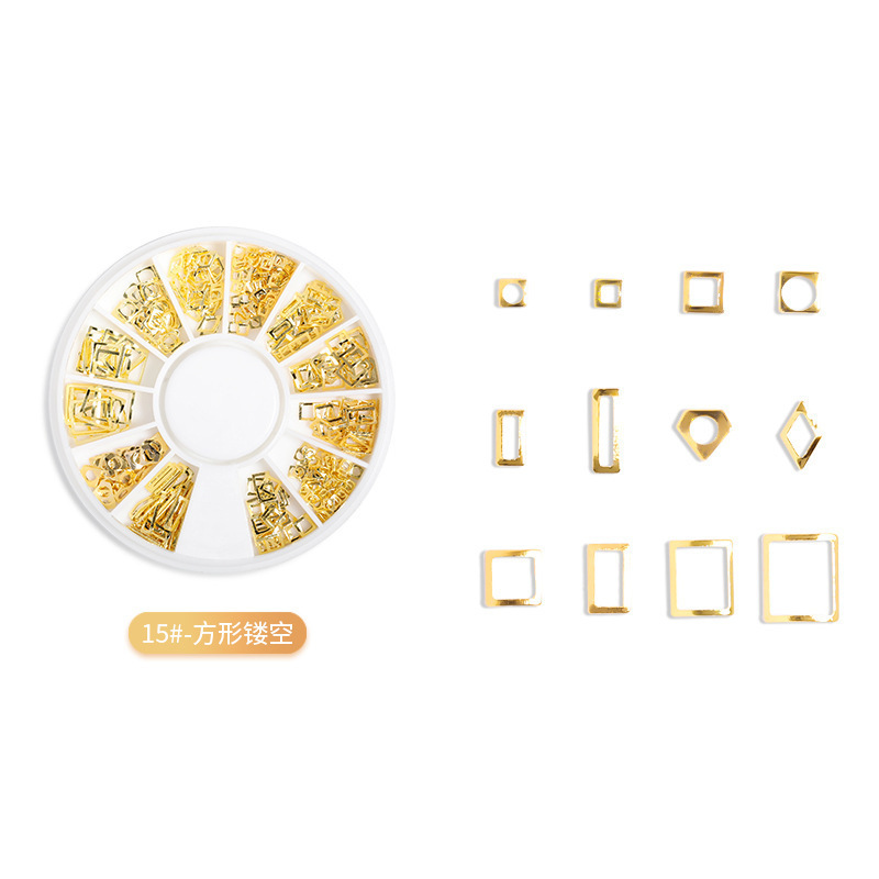 Transfronterizos para el remache de uñas japonés 12 placas de disco hueco de aleación de forma especial de estrella y luna mezclada decoración
