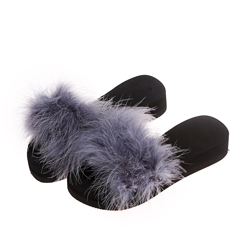 Turkey Feather Thick-Soled Slippers NSKJX104852