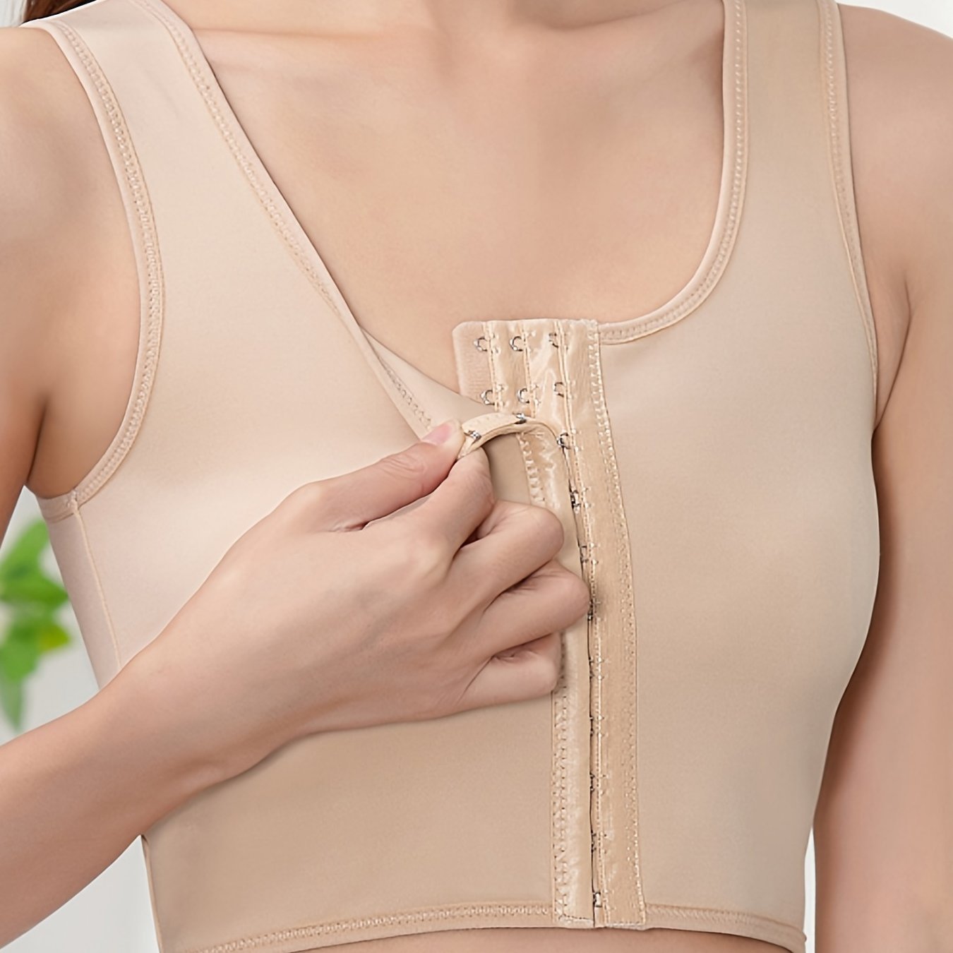 Moda femenina con cremallera frontal botón ropa interior deportiva reunida cinturón corsé sin marcas de soporte de pecho ropa interior de espalda de belleza chaleco de pecho