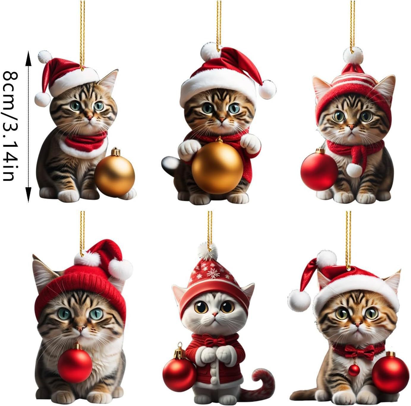 Cruzar la frontera nueva Navidad creativo lindo gato Navidad casa árbol de Navidad decoraciones acrílico colgante plana