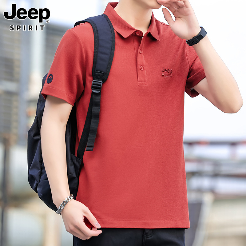 JEEP SPIRIT 25 summer new men's plus size short sleeve business leisure sports T-shirt trend fashion POLO