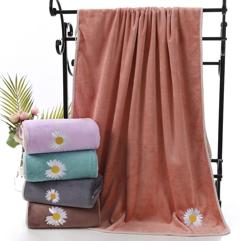 Daisy Microfiber Bath Towel Custom Wholesale Thickened Super Absorbent Non-Shedding Bath Towel Beauty Salon Bed Cover