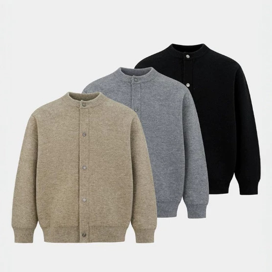 Autumn solid color, simple, trendy, retro, unique, and stylish loose-fit casual knit cardigan sweater