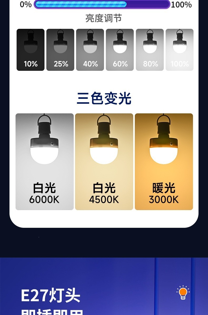 电池供电球泡RGB遥控无线可拆卸灯泡非硬接线壁灯台灯光源 可充电