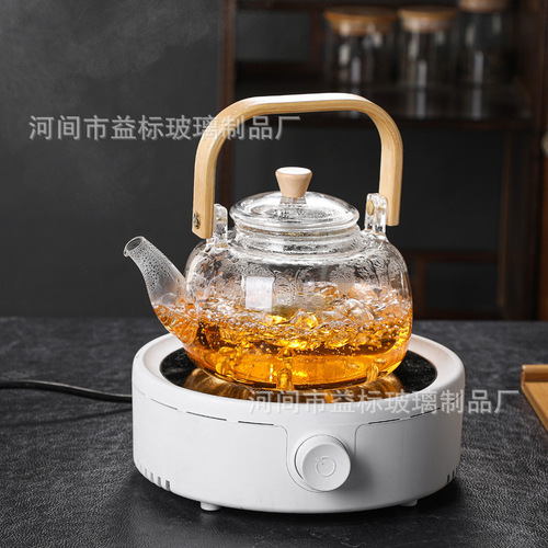 Manufacturer wholesale thickened large capacity lifting beam kettle high borosilicate glass tea kettle kettle tea health kettle