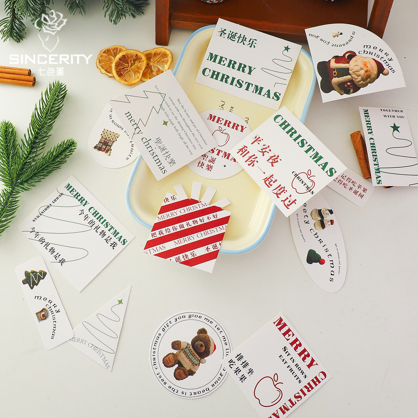 Tarjetas de Navidad de siete colores cordier regalo de regalo tarjeta de decoración diy flores artesanales floristas tarjetas de embalaje de flores