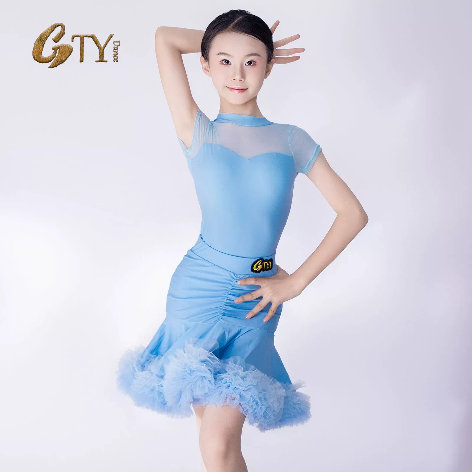 GTYDANCE Одежда для латиноамериканских танцев для девочек 2025, новинка лета, короткий рукав, стильная тренировочная форма для выступлений L25126