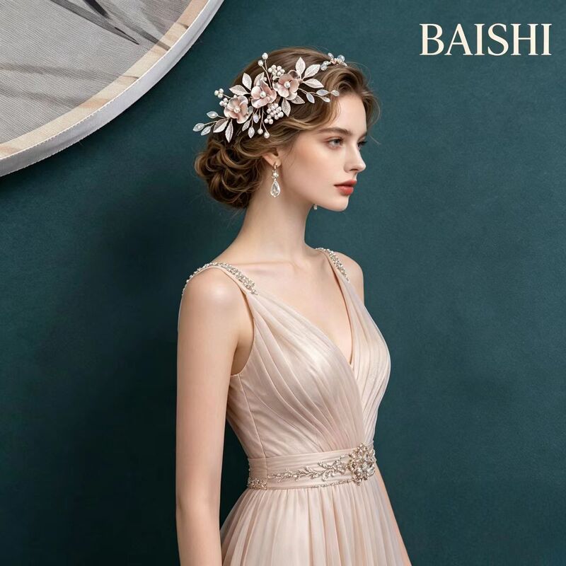 European and American Wedding Bridal Hair Accessories Golden Leaf Imitation Pearl Handmade Hair Accessories Pastoral Style Thin Picture Flower Headdress Cross-Border European and American Wedding Bridal Hair Accessories Golden Leaf Imitation Pearl Handmade Hair Accessories Pastoral Style Thin Picture Flower Headdress Cross-Border