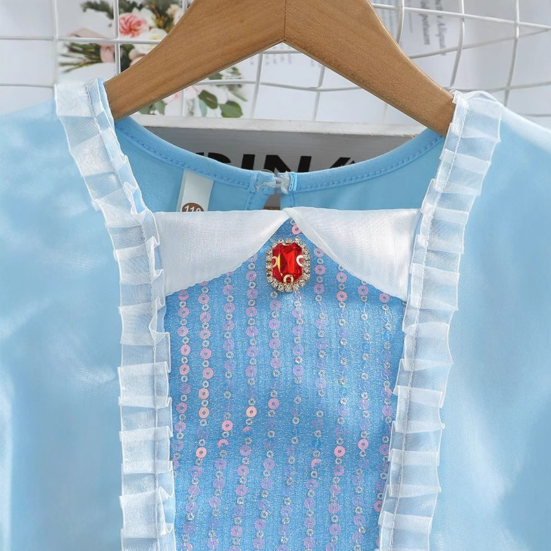 Vestido de Elsa estilo coreano para niñas Blancanieves 2025, vestido de manga corta para niños, vestido de princesa para bebé.