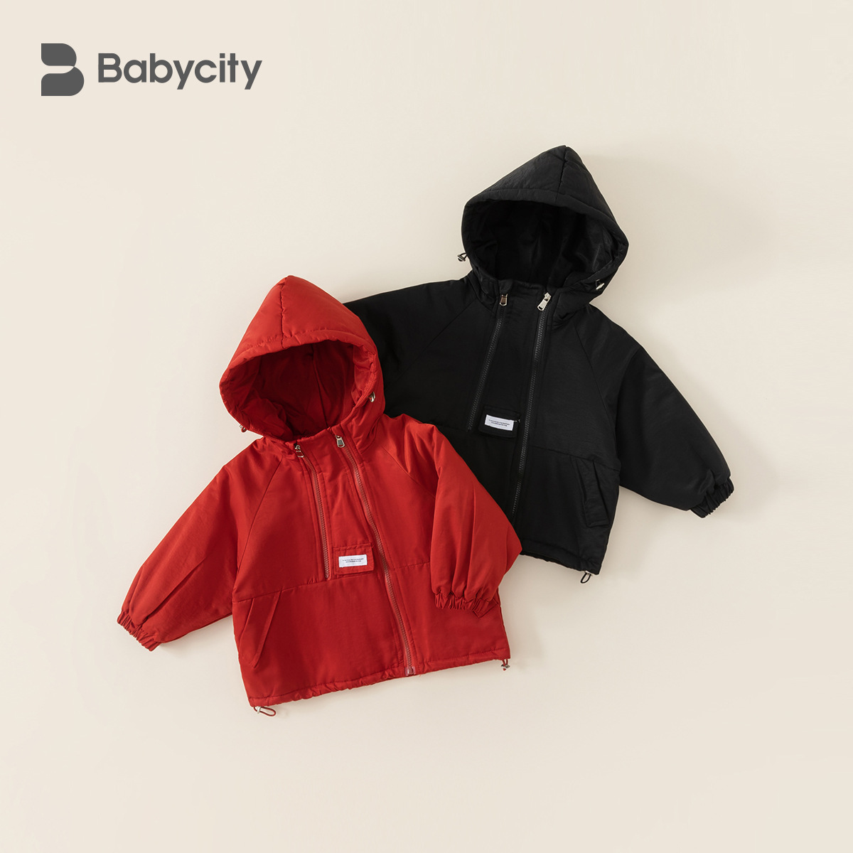Beibei ciudad 2023 invierno simple niños y niñas con capucha engrosada abrigo de algodón acolchado chaqueta infantil DY82020