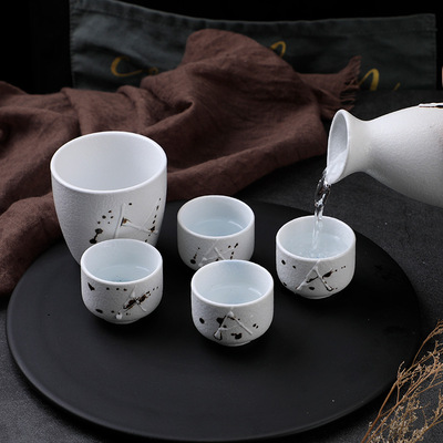 居酒屋日式清酒杯天蓝系列色釉手绘陶瓷温酒壶酒具套组来样起模