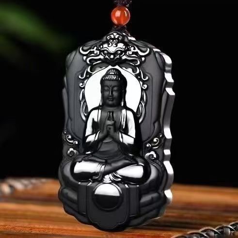 天然和田玉墨玉大日如来属相羊猴本命佛吊坠十二生肖八大守护神