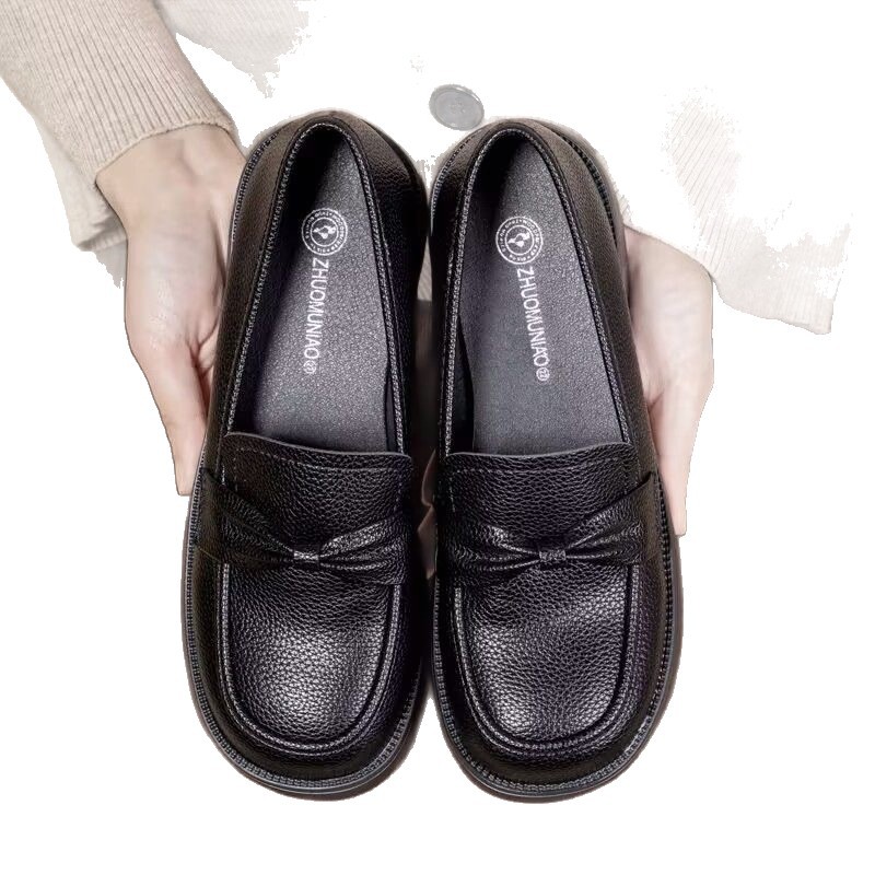 Zapatos de Lefour de cuero suave 2026 primavera nuevos zapatos de sola suave cómodos antideslizantes británicos zapatos de cuero pequeños para mujeres