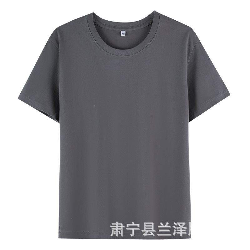 卸売り180グラム夏の薄手半袖男女純色シャツ丸襟綿tシャツ作業服カスタムロゴ