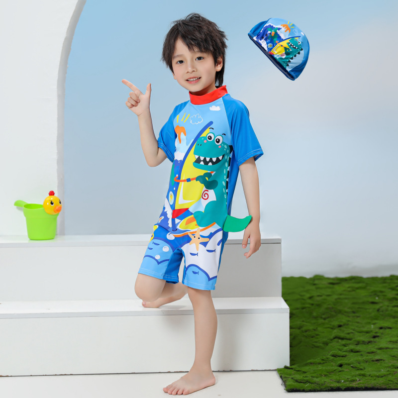 Traje de baño para niños nuevo estilo mono bebé bañador de dibujos animados estudiante spa protector solar niño traje de baño de secado rápido al por mayor