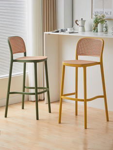# Modern Simple Plastic Bar Chair Backrest High Stool Nordic Bar Chair Home Balcony High Chair Imitation Rattan Dining