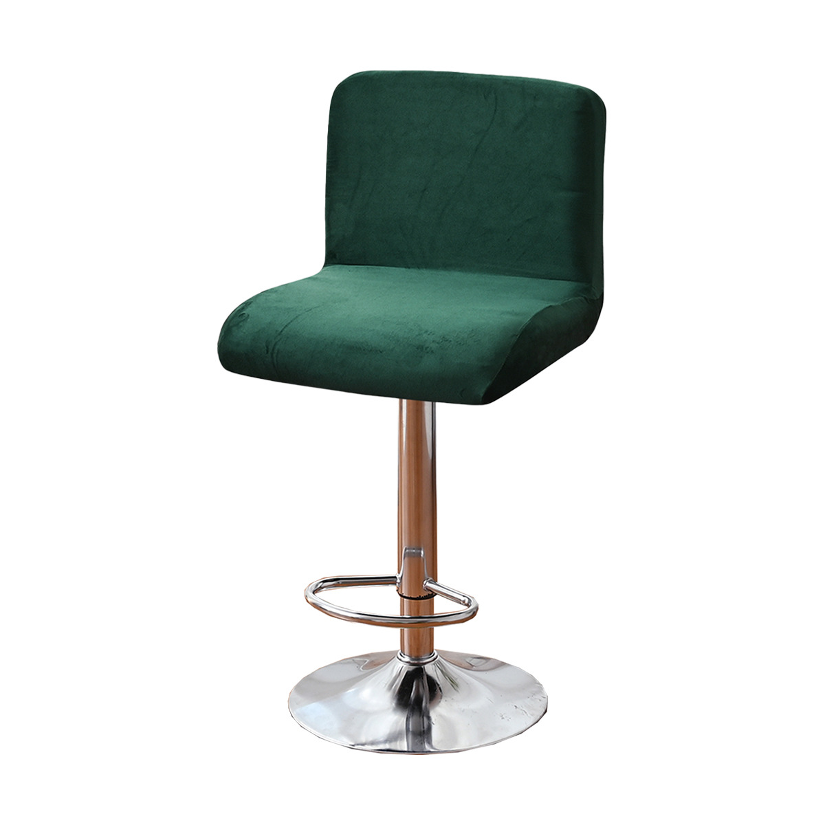 Cubierta de silla de respaldo corto de terciopelo zorro plateado elástico de color sólido transfronterizo con todo incluido