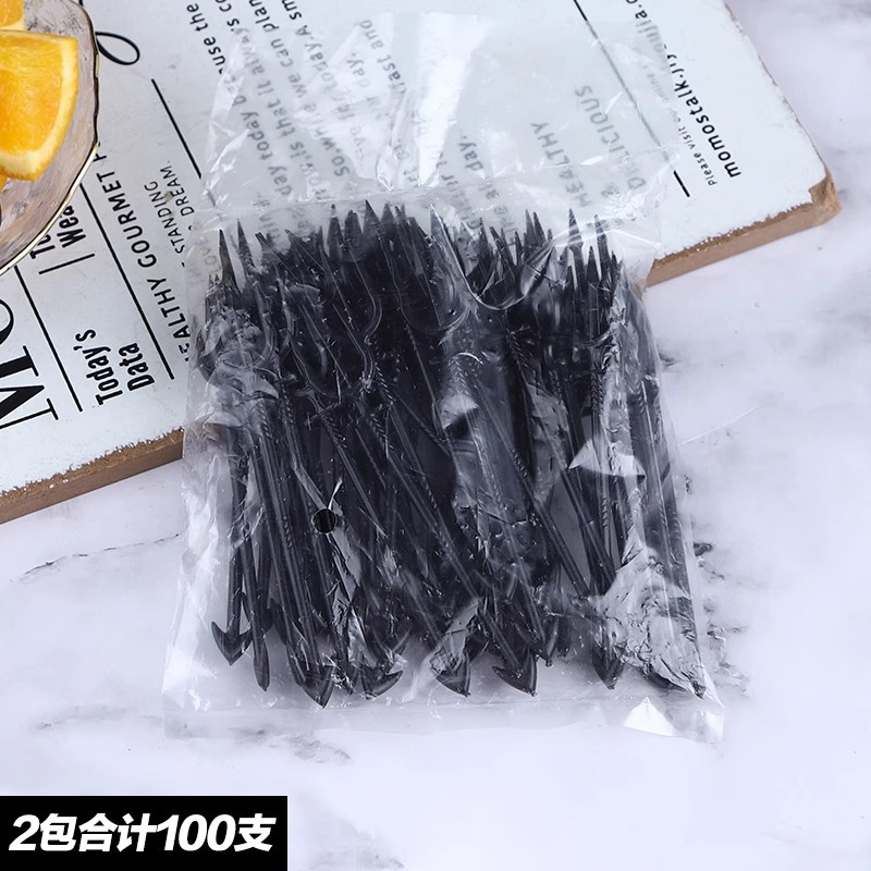 Tenedor de fruta desechable plástico transparente fruta palo postre pastel tenedor KTV tenedor comercial de alta gama