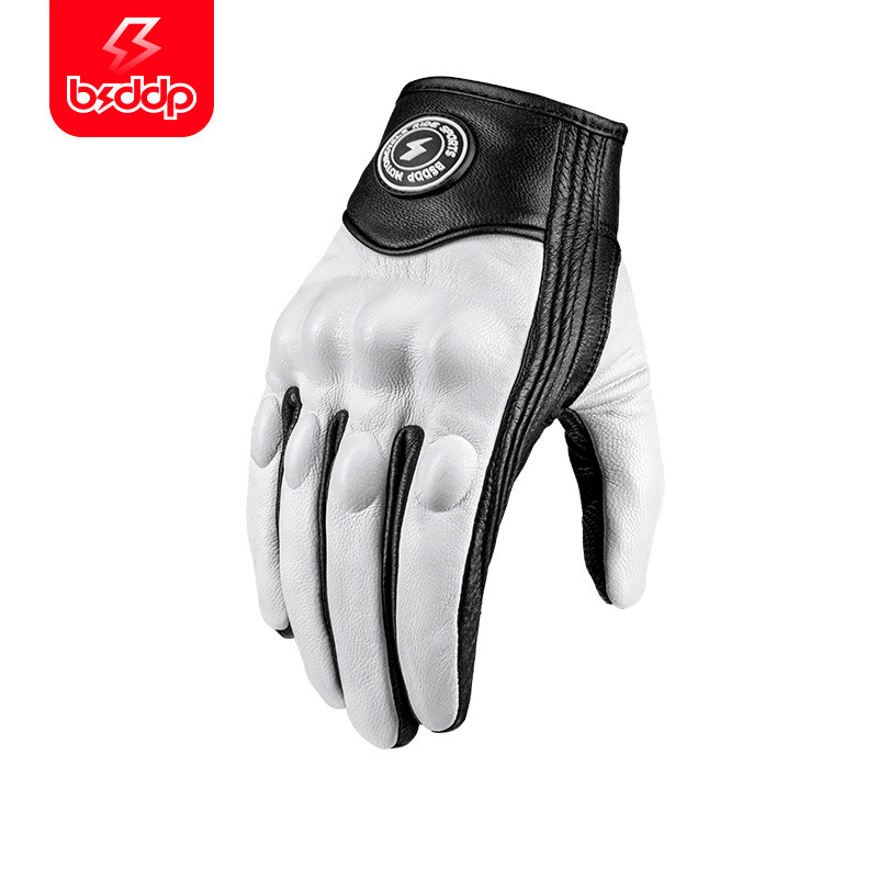 Guantes deportivos de motocicletas de piel de oveja para motocicletas al aire libre para motocicletas de carreras anti-caída antideslizante pantalla táctil para hombres de protección de bicicleta de montaña