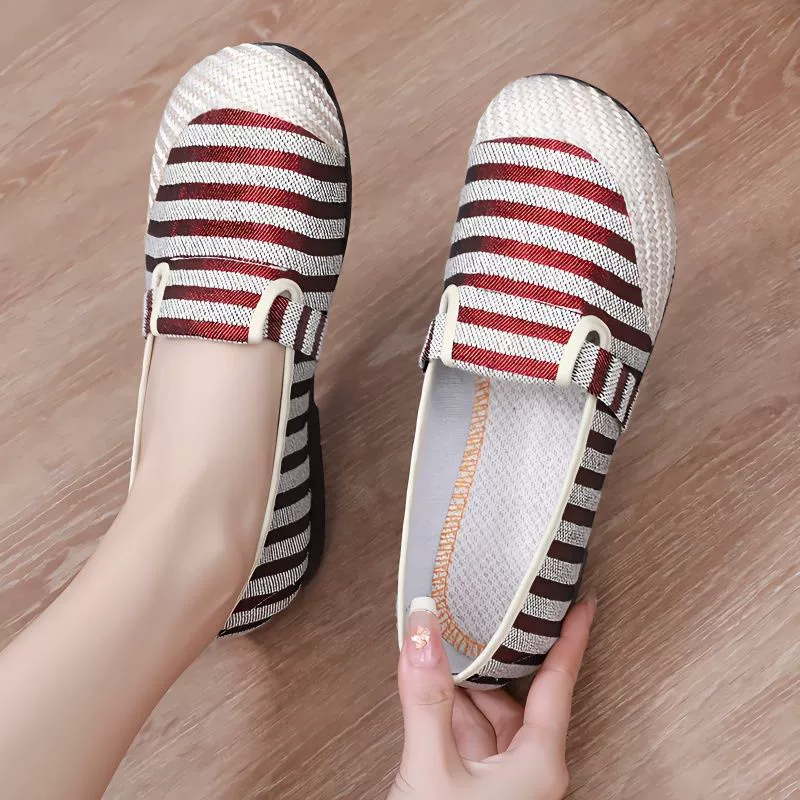 Новый этнический стиль, Тканевая обувь Old Beijing, весенне-осенняя повседневная обувь без шнуровки для мам, нескользящая Женская Тканевая обувь Doudou для среднего и пожилого возраста