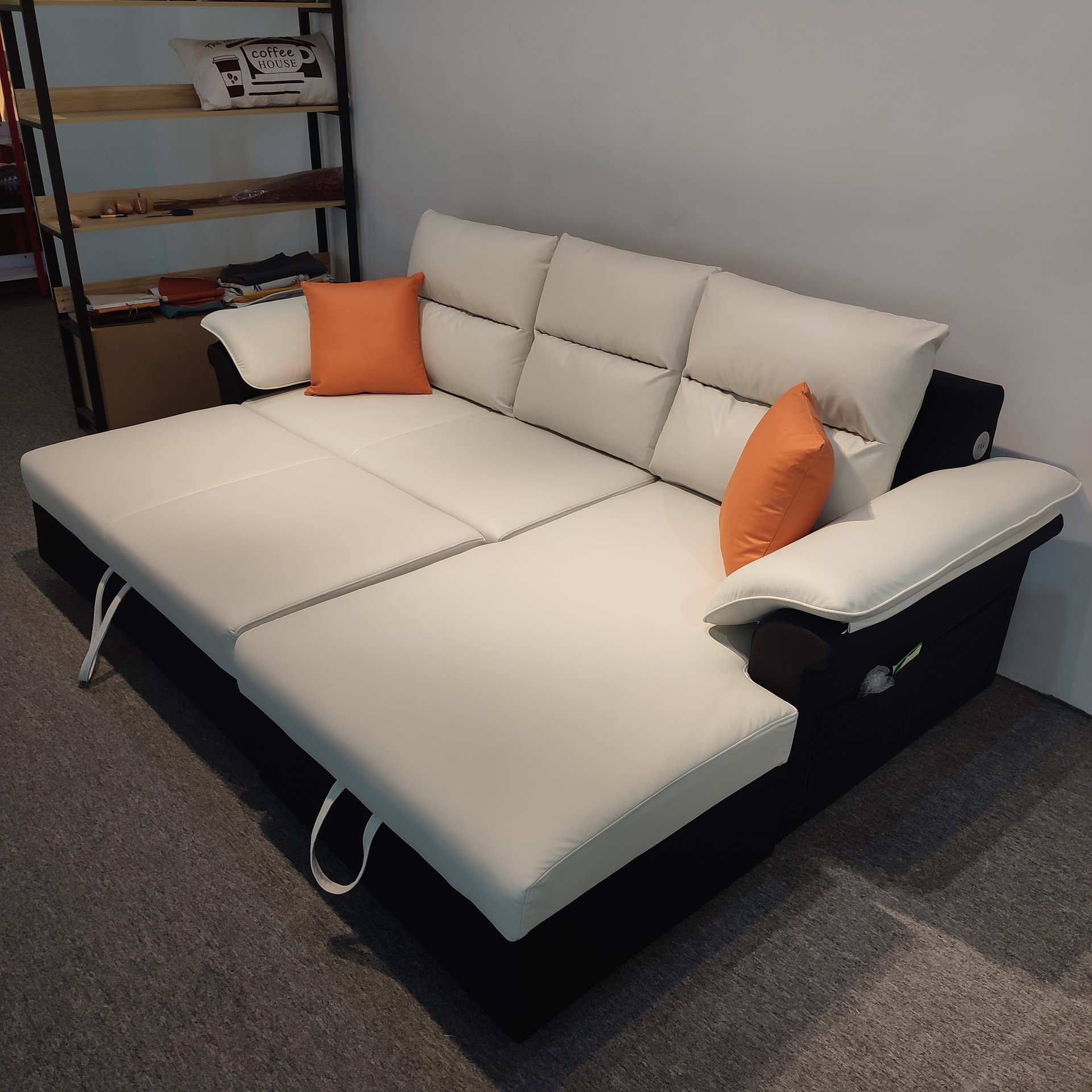 Sofá cama de tela tecnológica multifuncional de doble propósito tipo casa grande y pequeño con combinación de almacenamiento plegable de sofá cama con esquina