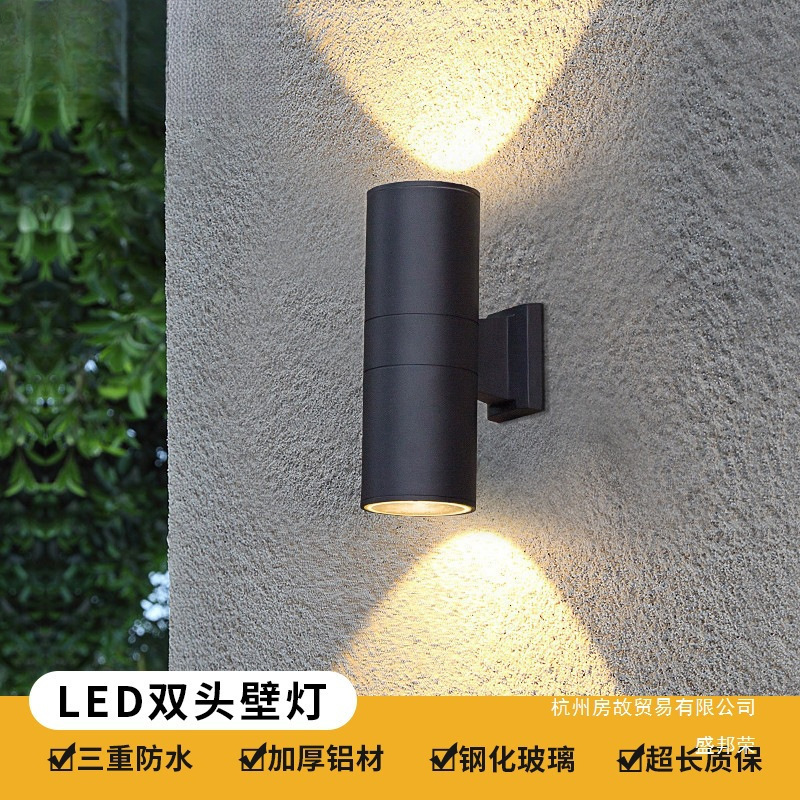 Led Double-Headed Wall Lamp with up and down Light, Cross-Border Outdoor Waterproof Modern Minimalist Courtyard Villa Corridor Exterior Wall Lamp Aluminum Led Double-Headed Wall Lamp with up and down Light, Cross-Border Outdoor Waterproof Modern Minimalist Courtyard Villa Corridor Exterior Wall Lamp Aluminum