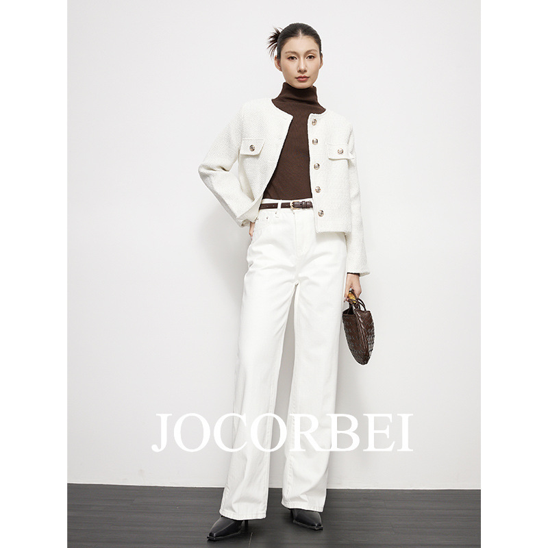 JOCORBEI [Tone Full] Sa Straight Line High Waist Jeans Women's Straight Narrow Wide Leg Pants