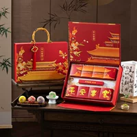 2025 новых стильных бамбуковых сумок для подарков Mid-Autumn Mooncake, пустые коробки, элегантная упаковка для подарков с возможностью нанесения логотипа