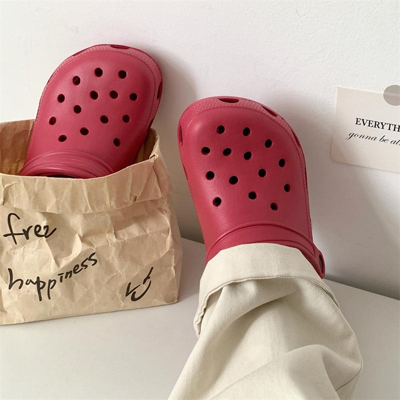 Festive Wedding Red Couple Eva Clogs Summer Non-Slip Outer Wear Increased Thick-Soled Baotou Beach Sandals and Slippers