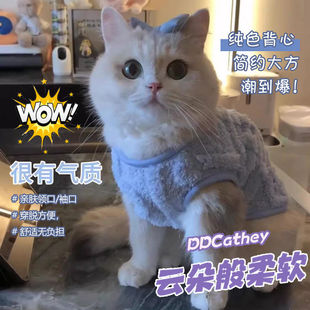 Cat Clothes Autumn and Winter Anti-hair Silver Gradual Muppet Cat Kitten Cat Cat Blue Cat Pet Two-legged Warm Vest
