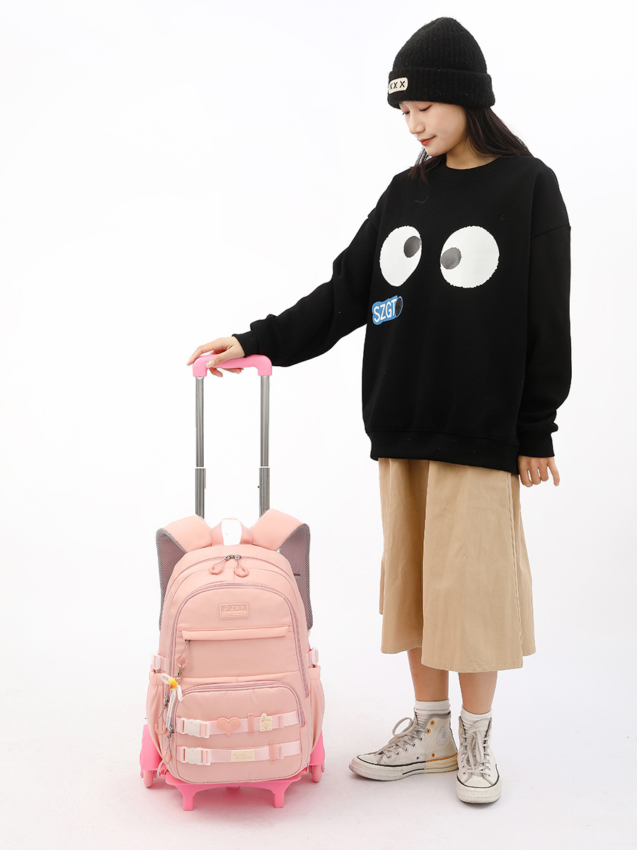 Peces naturales nuevo estudiante de la escuela primaria trolley schoolbag Junior High School Girls escalera de reducción de carga de gran capacidad mochila casual