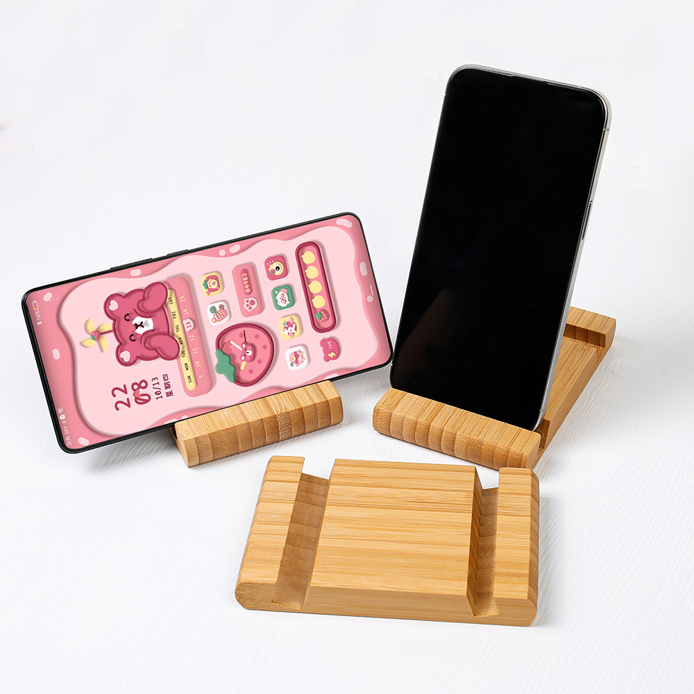 Soporte para teléfono móvil para escritorio, bambú perezoso de madera de bambú, base para teléfono móvil, artesanía simple creativa, decoración de escritorio al por mayor
