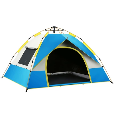 Avtomobil dam çadırları Thickened Rainproof Park Picnic - black-rubber-sky-blue-two-doors-and-two-windows-double
