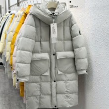 冬季新款韩系甜美中长款连帽云绒服羽绒服女加厚保暖过膝外套批发