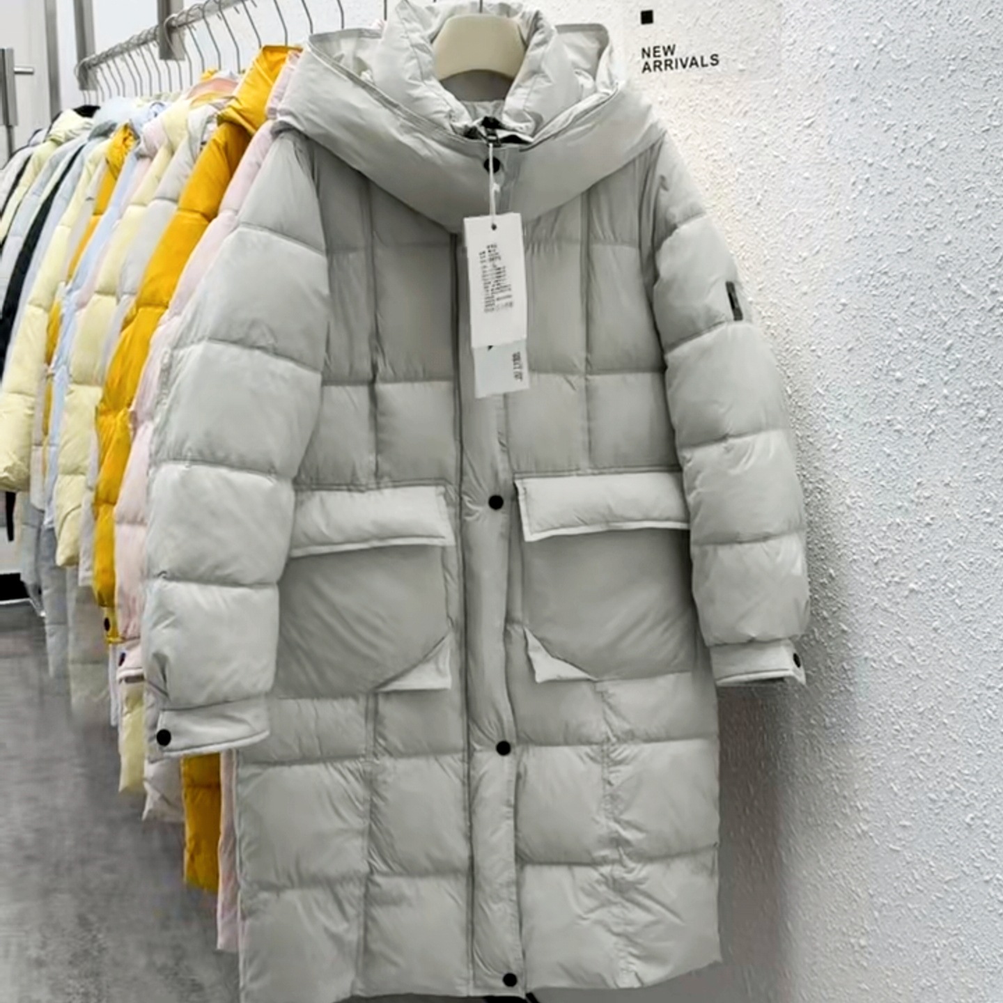 冬季新款韩系甜美中长款连帽云绒服羽绒服女加厚保暖过膝外套批发