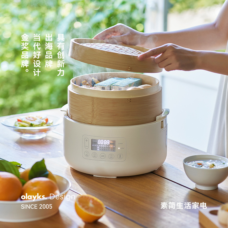 Olayks インスタント竹かご電気蒸し器蒸し小籠包蒸しパン多機能予約家庭用朝食マシン|undefined