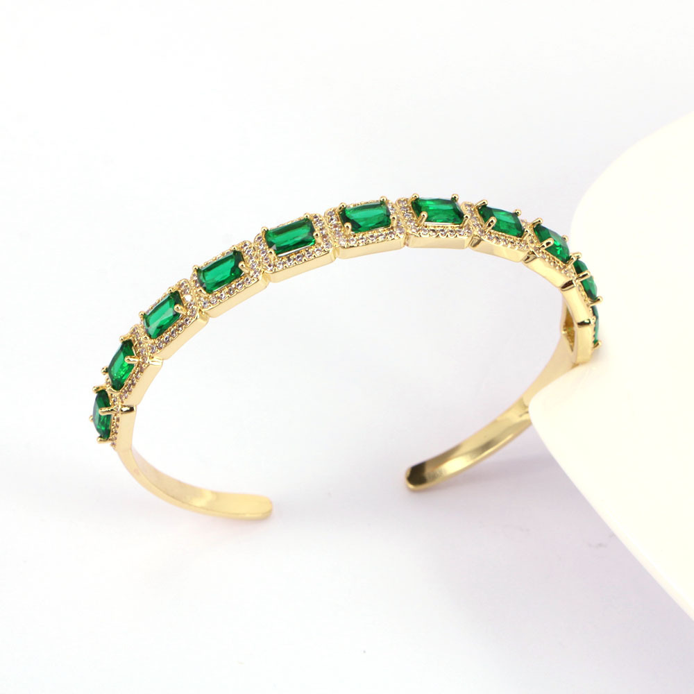 Fashion copper 18K Gold plated Multi-Color Rectangular Zircon Bracelet