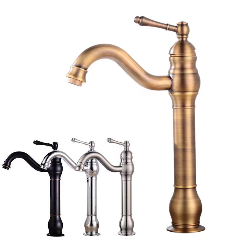 All copper hot and cold dual-use bathroom washbasin wash basin universal rotating basin faucet black ancient basin faucet All copper hot and cold dual-use bathroom washbasin wash basin universal rotating basin faucet black ancient basin faucet