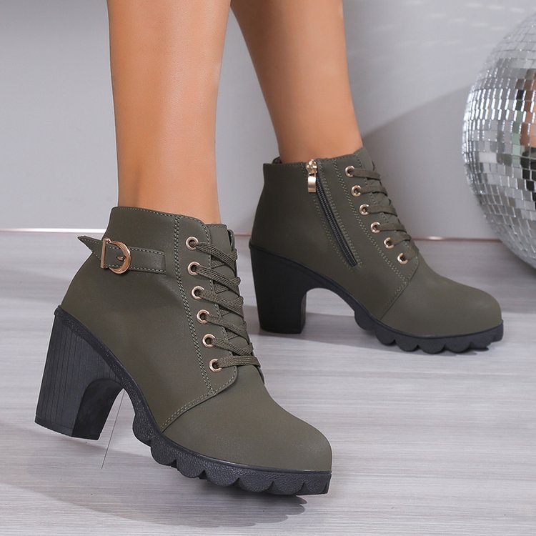 Comercio exterior botas de tacón alto de gran tamaño botas clásicas de mujer moda coreana zapatos cálidos de mujer botas de tacón grueso