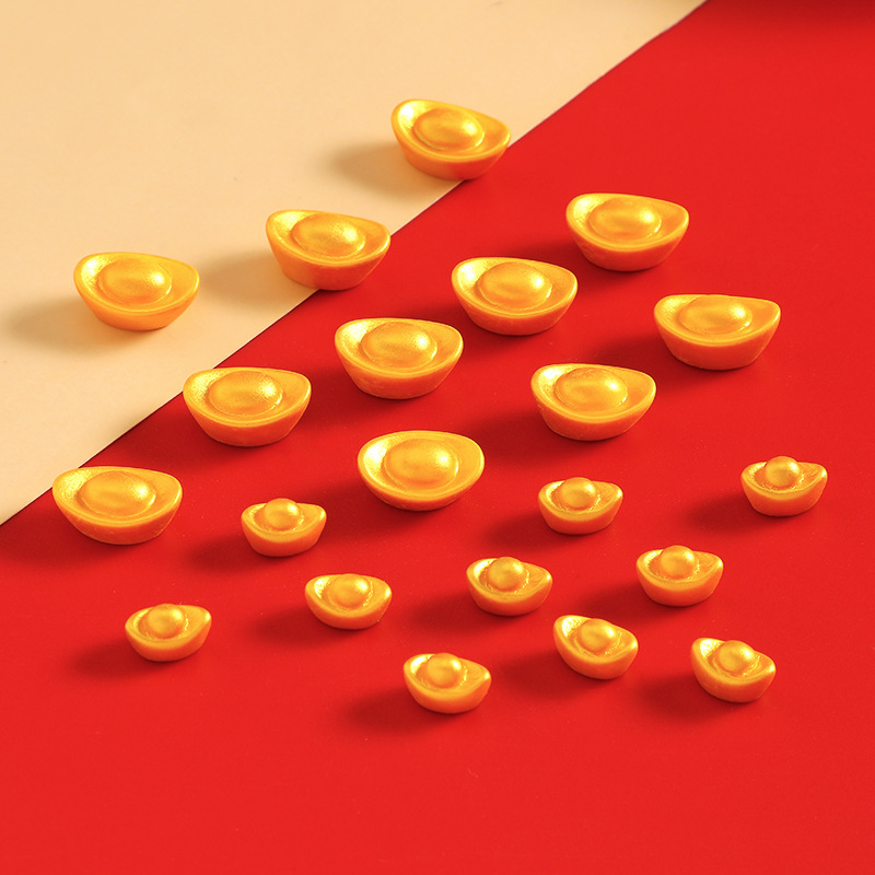 微景观新年金色元宝财源滚滚树脂配件奶油胶手工diy手机壳小摆件