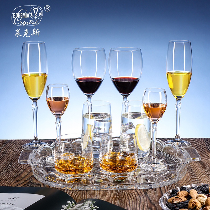 Importación checa Crystalex Crystal Cup Set de copa de vino tinto de alta calidad caja de regalo de bodas comerciales