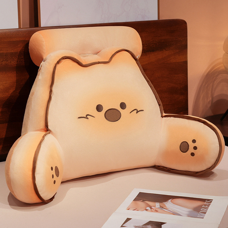 Mantequilla de galletas cojín de gato cabecera de la cama bolsillo de cama grande para jugar con el teléfono móvil cojín de respaldo cojín de respaldo cojín desmontable y lavable