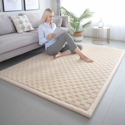 Thickened Tatami Dormitory Mattress Anti-fall | Avtomobil döşəmə paspasları - checkerboard-khaki-50150cm-22cm-thickening